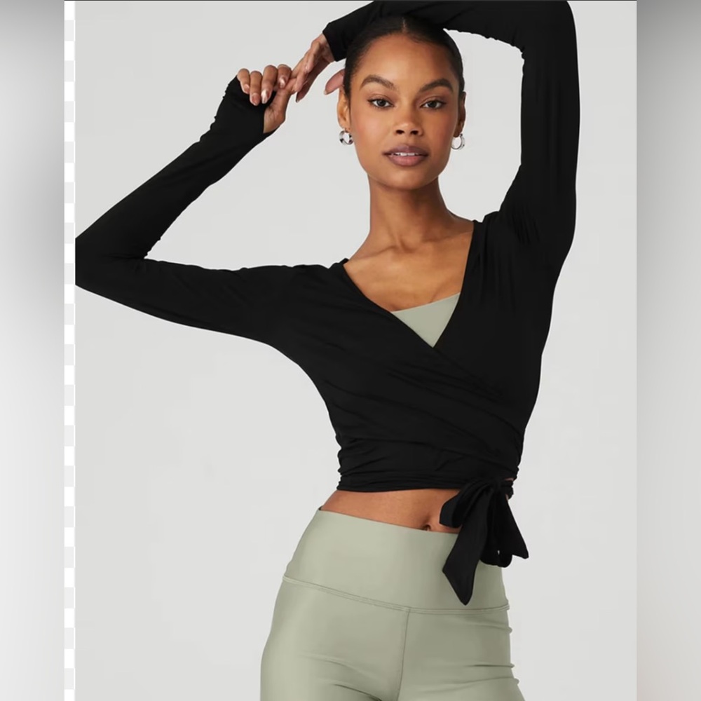 ALO Yoga Black Draped Cardigan